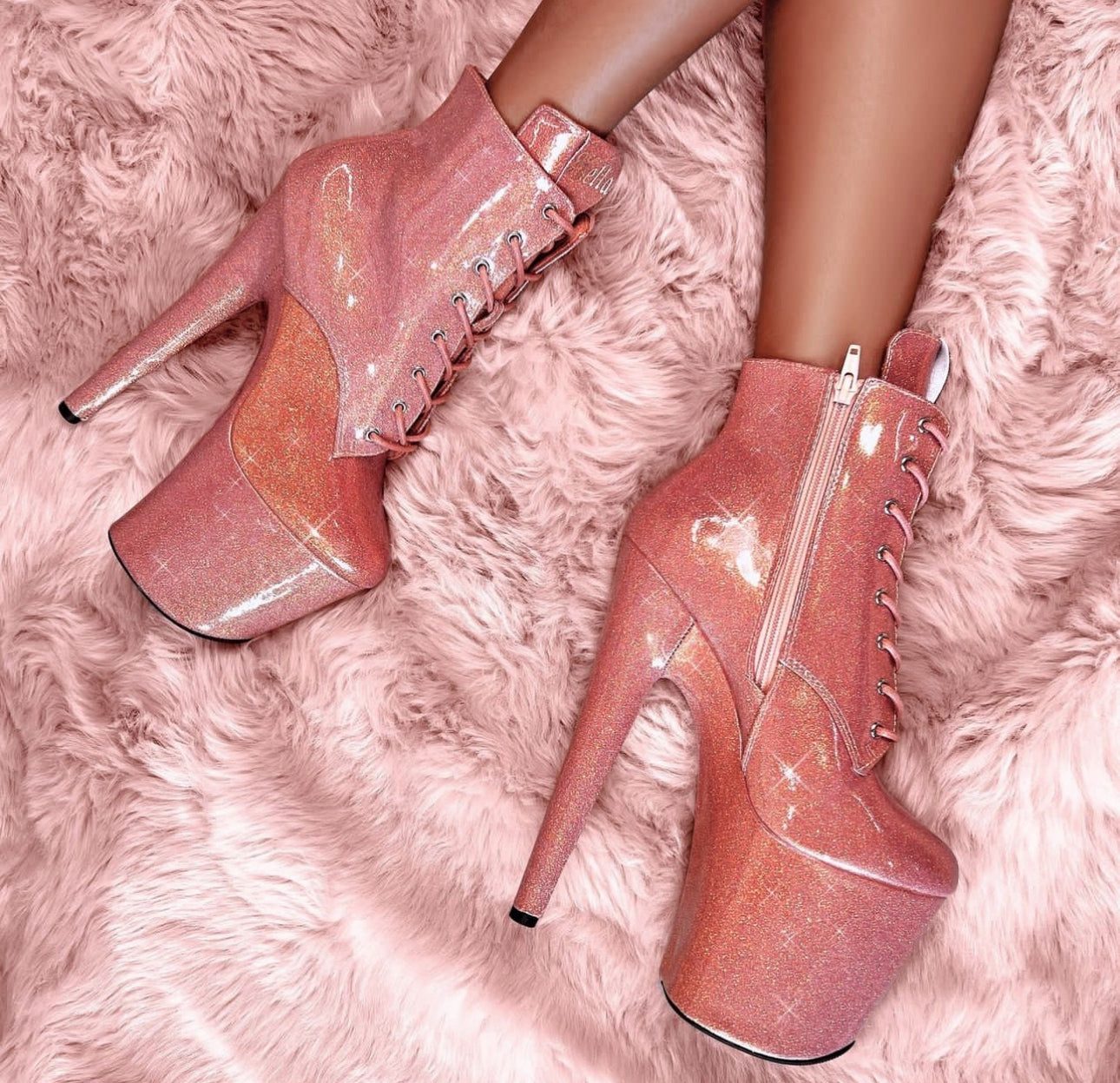 Queen’s Closet - Hella Heels Peachy Glitterati Ankle Boot