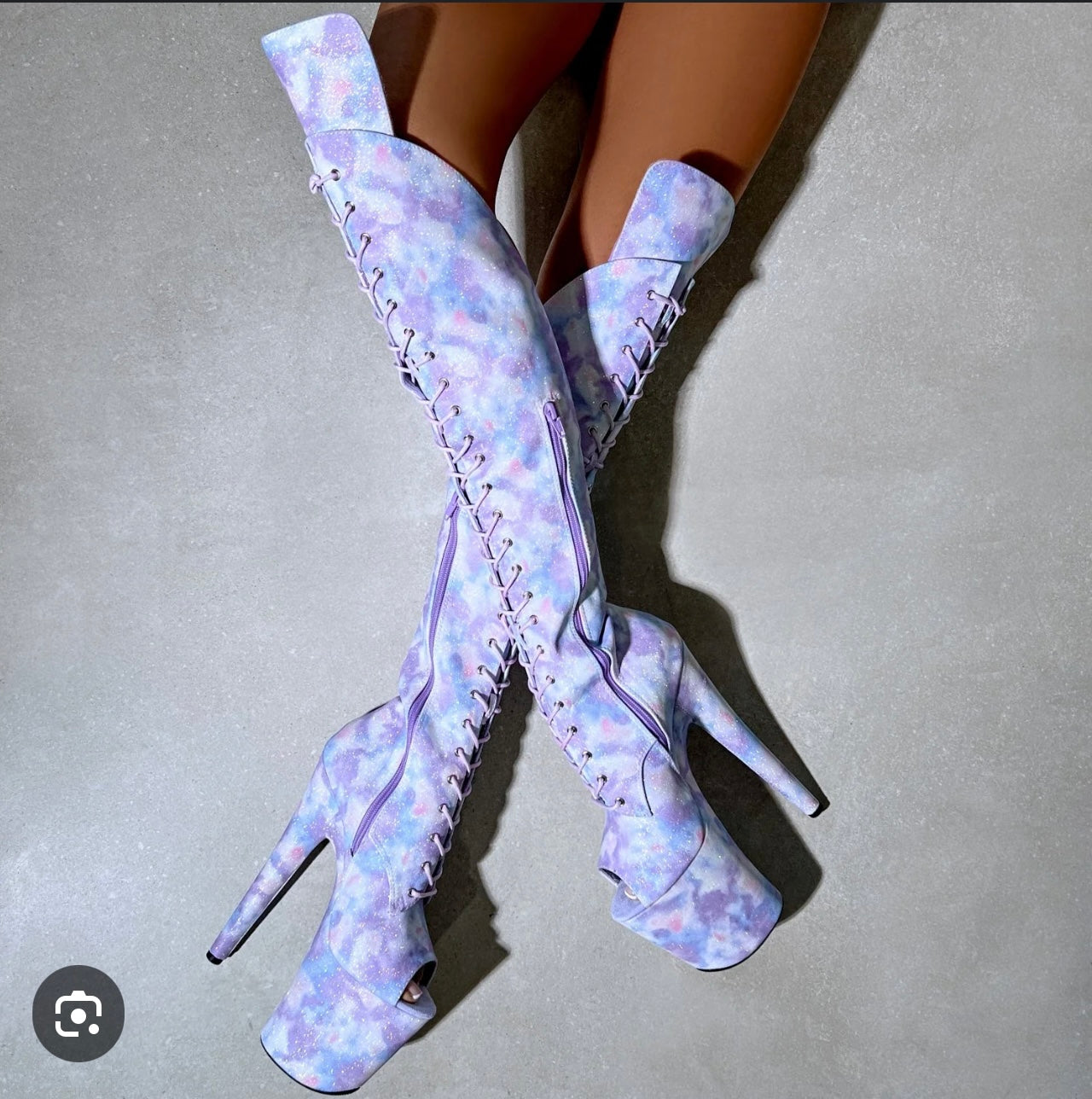 Queen’s Closet - Hella Heels Purple Clouds Over Knee Boot