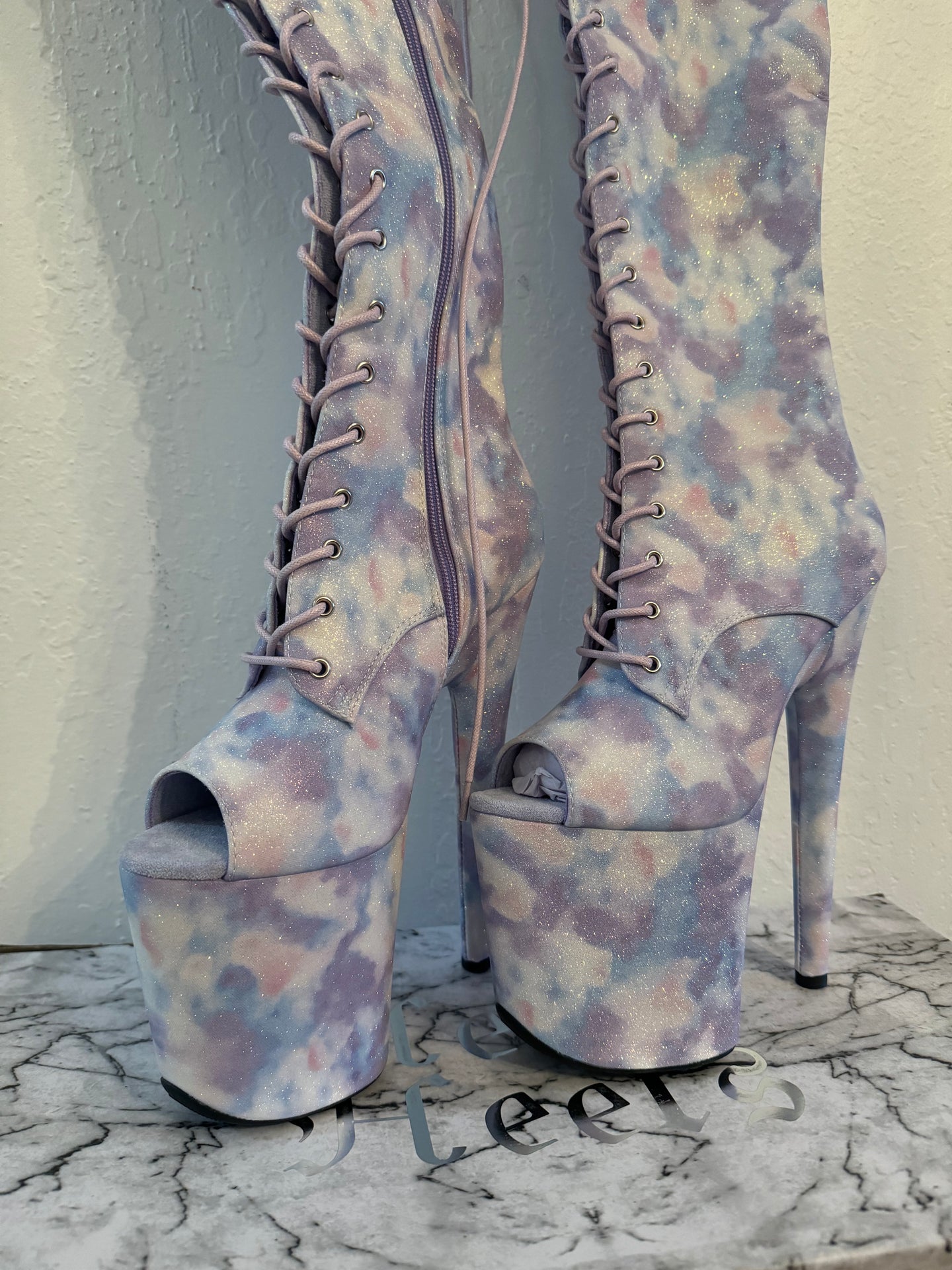 Queen’s Closet - Hella Heels Purple Clouds Over Knee Boot