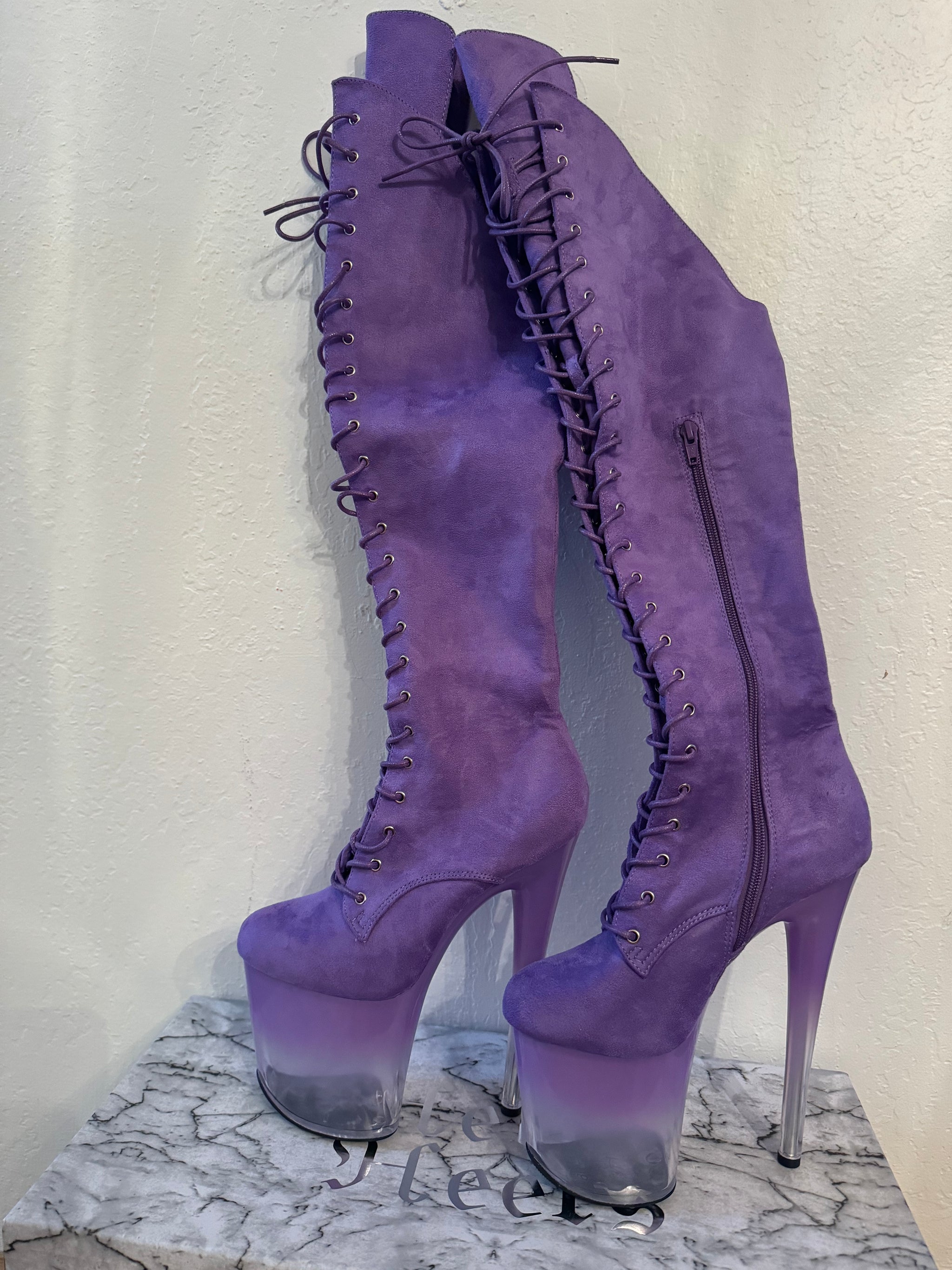 Queen’s Closet - Hella Heels Purple Ombré Over Knee Boot